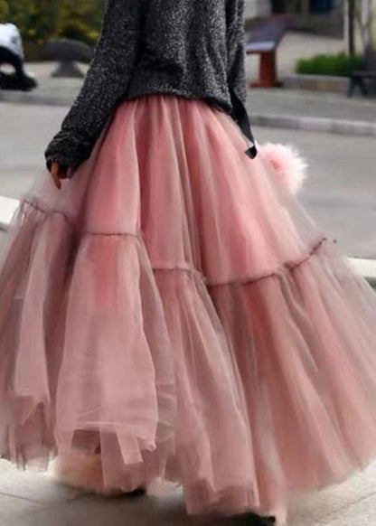 Purple Ruffled Tulle Cinched Circle Fall Skirt