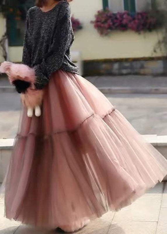 Blue Ruffled Tulle Cinched Circle Fall Skirt