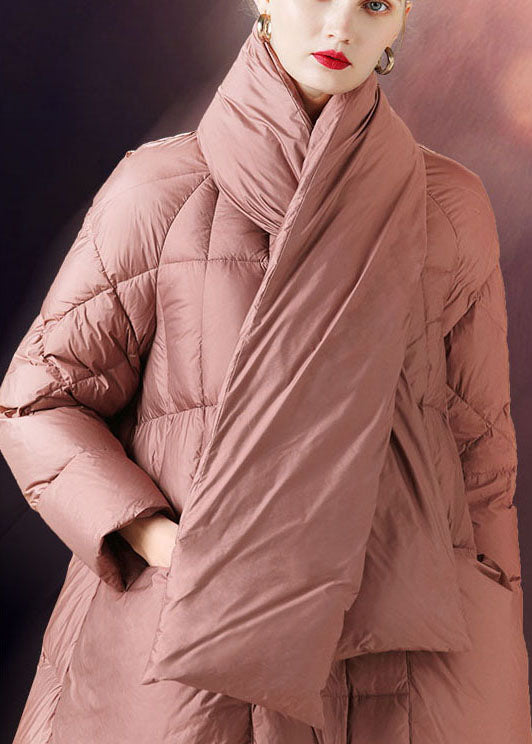 Pink Stand Collar Pockets Winter Duck Down