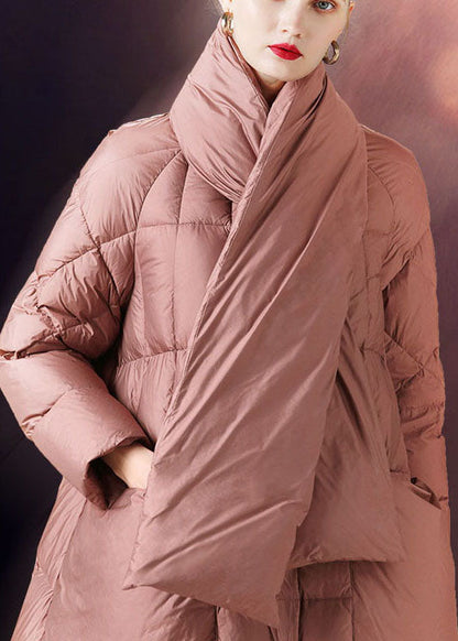 Pink Stand Collar Pockets Winter Duck Down