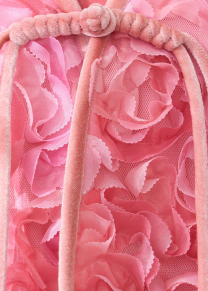 Pink Tasseled Patchwork Tulle Coats Fall