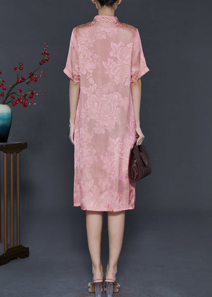 Pink Tasseled Jacquard Silk Dresses Summer