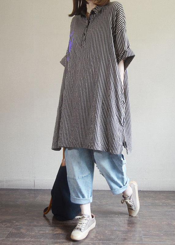 Green Striped Style Cotton Clothes Letter Printed Long Sleeve Shirt