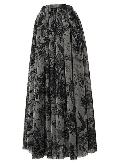 Print Tulle Pleated Summer a Line Skirts