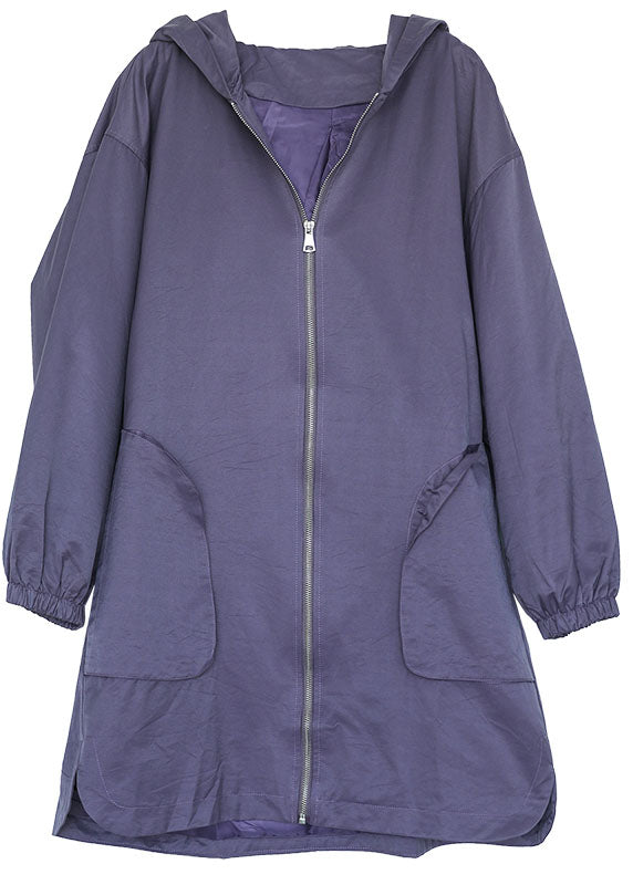 Purple Oversized Big Pockets Cotton Coats Fall