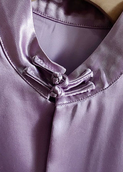 Purple Patchwork Embroideried Silk Tops Sleeveless
