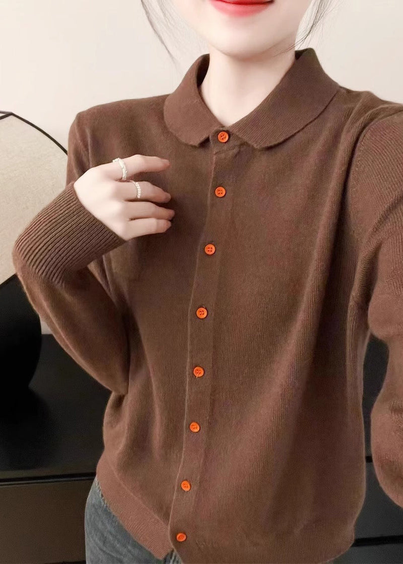 Purple Peter Pan Collar Button Knit Sweater Fall