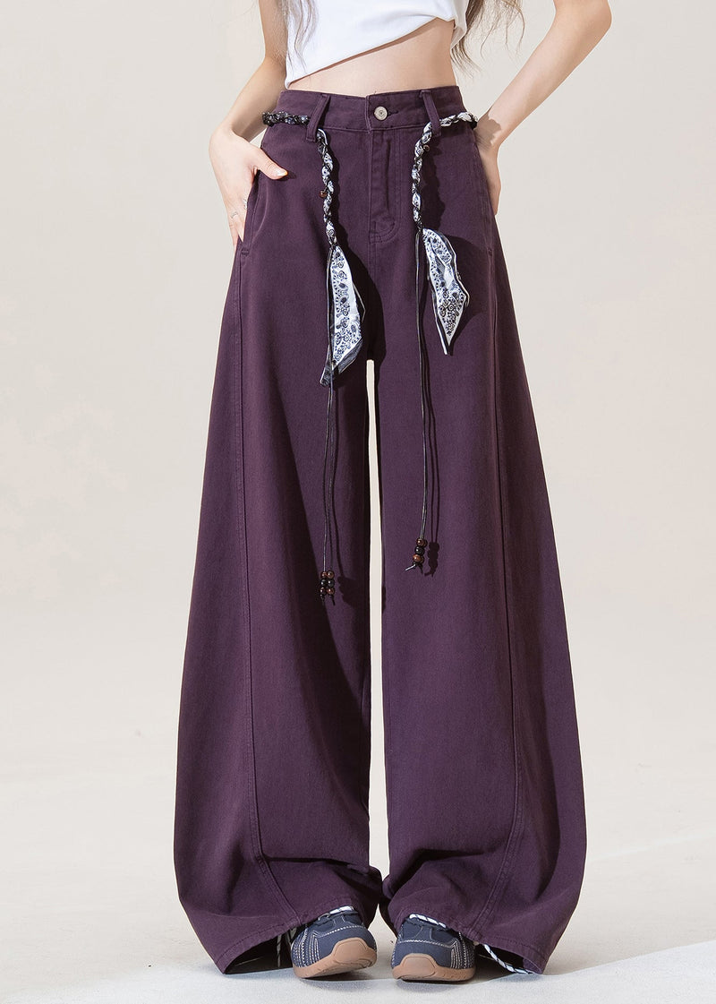Purple Pockets High Waist Denim Pants Spring