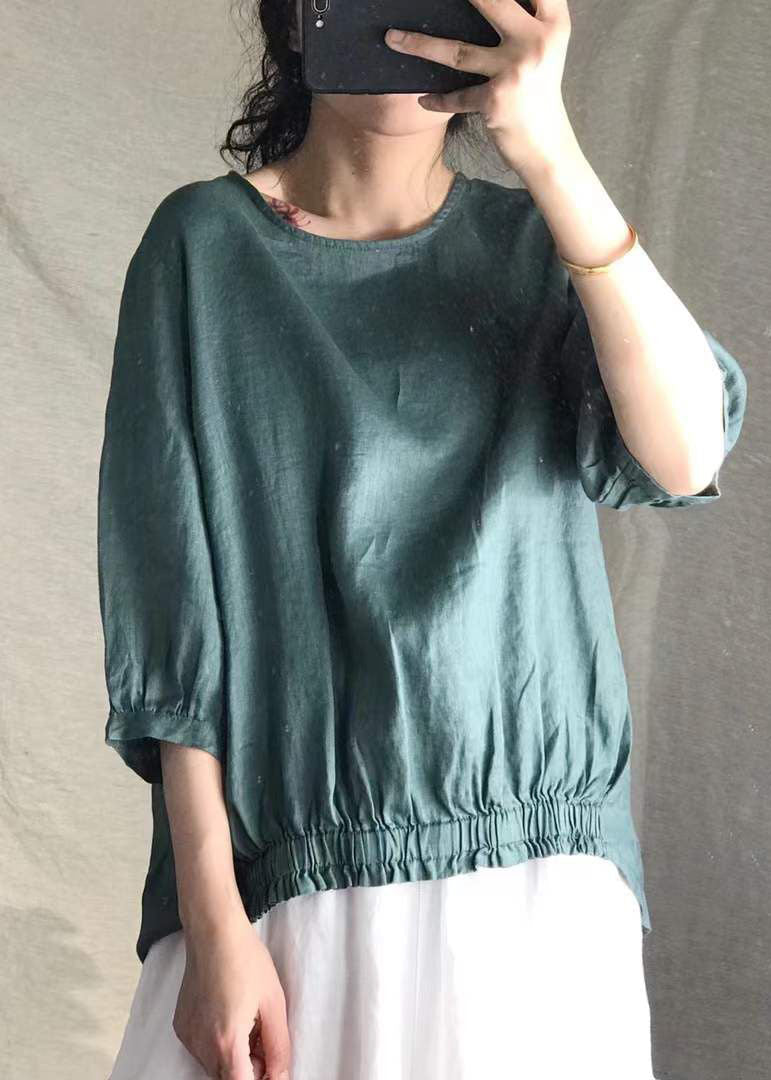 Purple Linen Shirt Tops Half Sleeve