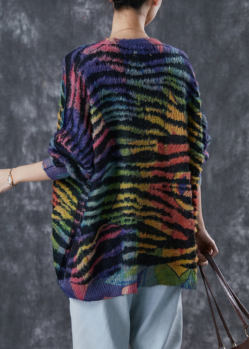 Rainbow Oversized Striped Knit Cardigan Winter