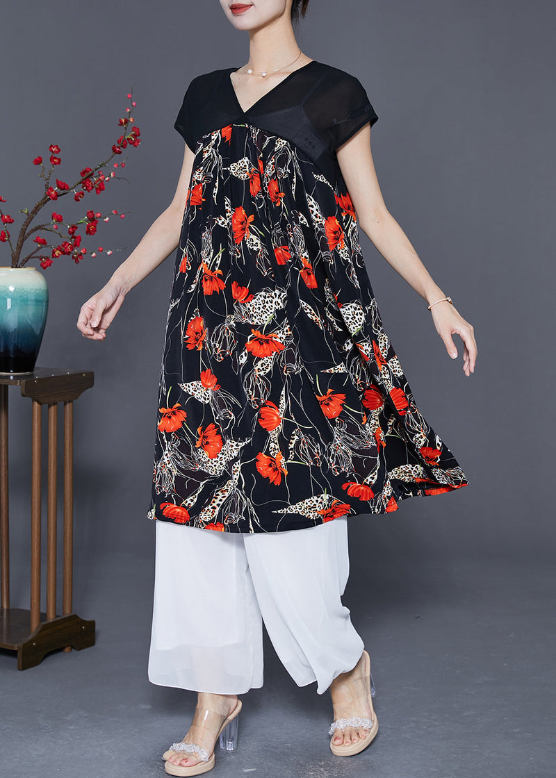 Red Exra Large Hem Chiffon Maxi Dresses Summer