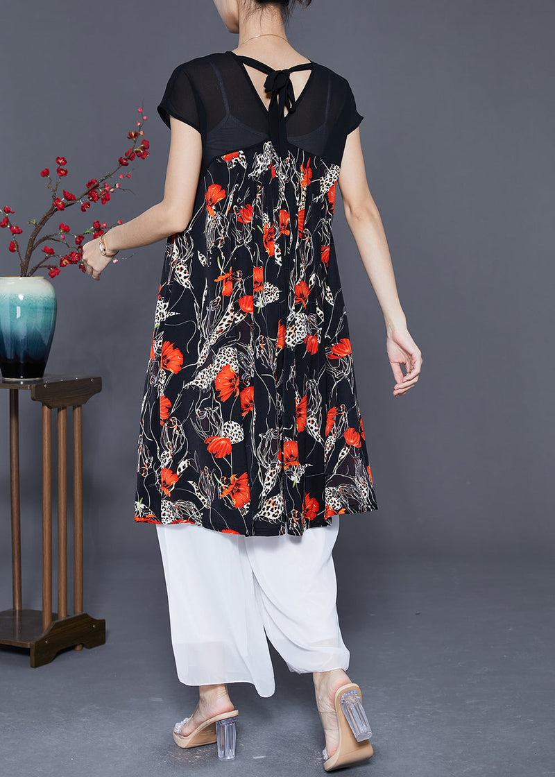 Red Exra Large Hem Chiffon Maxi Dresses Summer