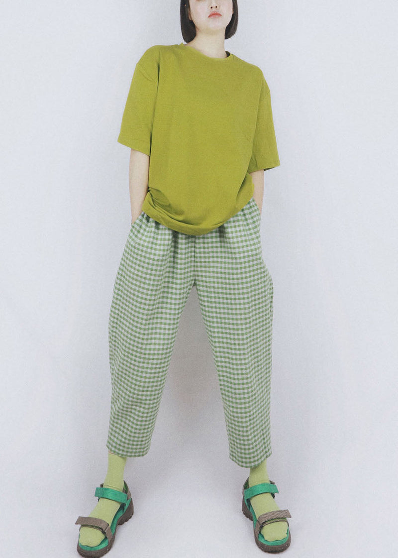Red High Waist Plaid Cotton Harem Pants Summer