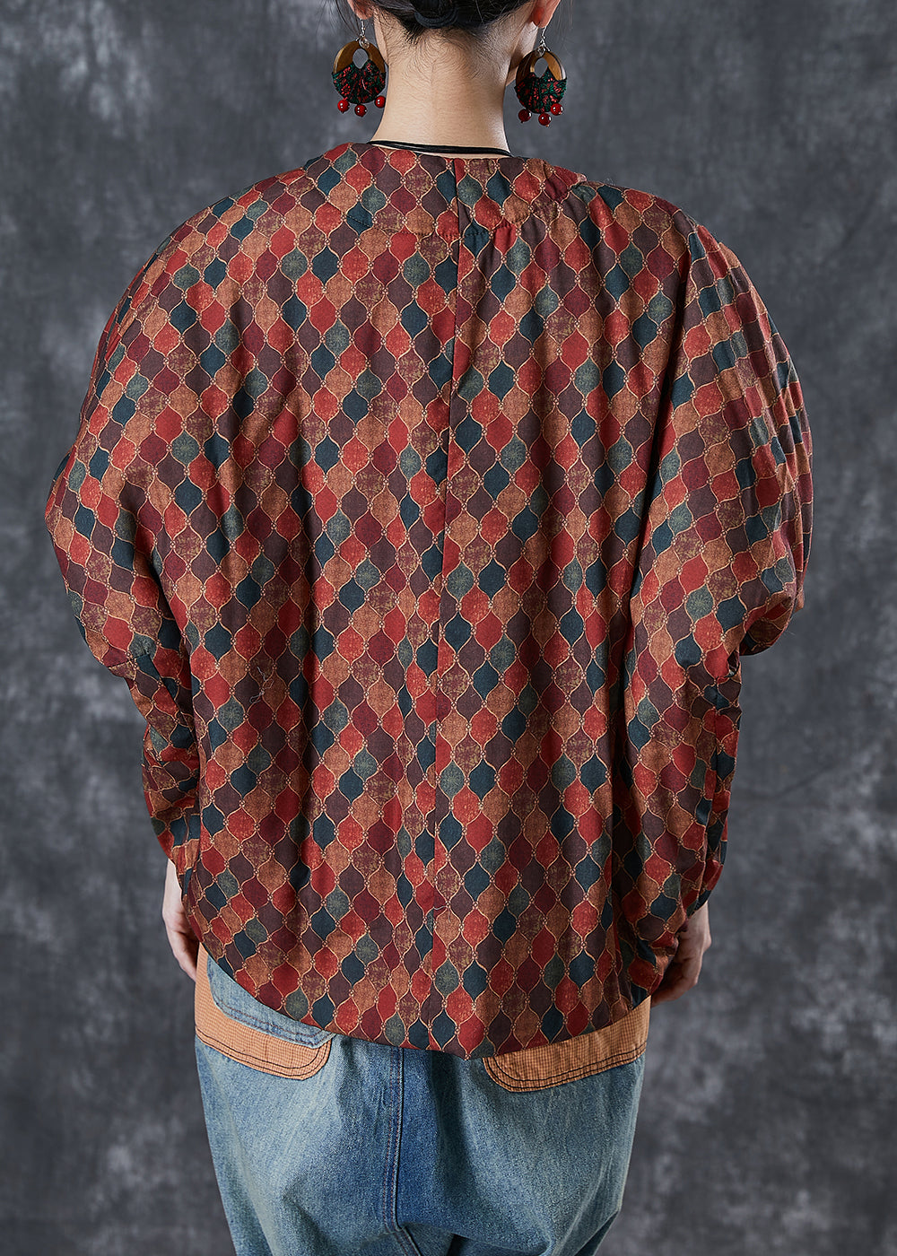 Red Oversized Print Fine Cotton Filled Puffers Jackets Winter