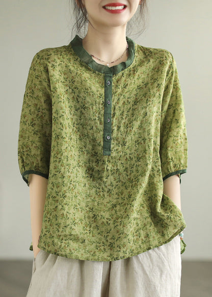 Red Ruffled Print Button Low High Design Shirt Summer