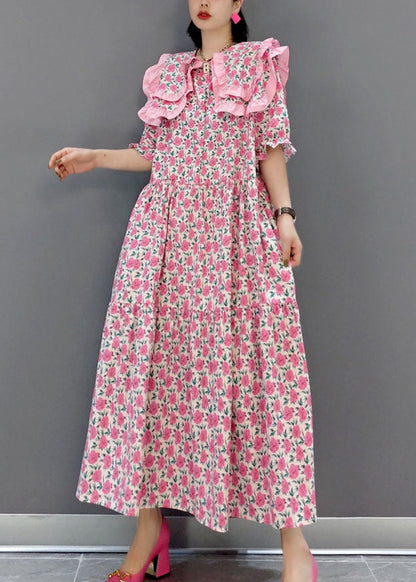 Red Ruffled Wrinkled Long Dress Spring