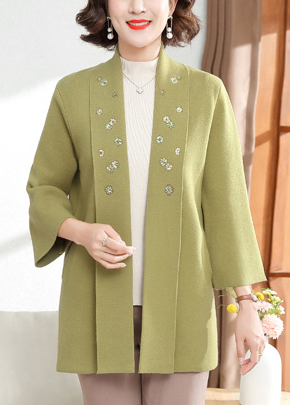 Red V Neck Embroidered Cotton Knit Cardigans Spring