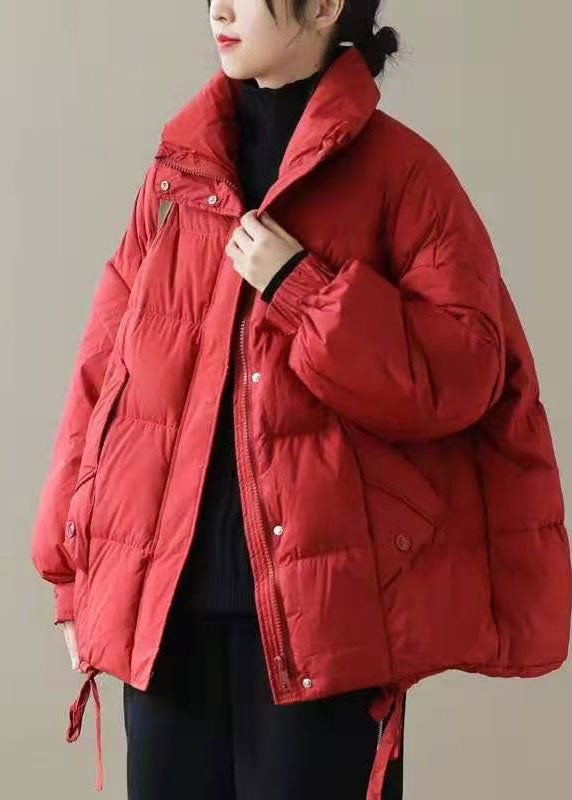 Red Thick Duck Down Puffer Jacket Winter