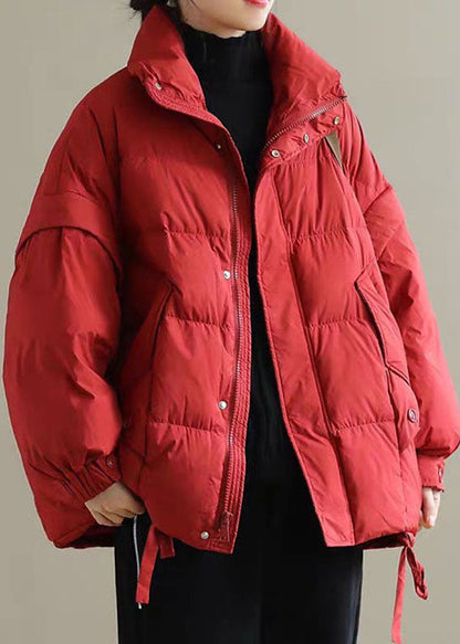 Red Thick Duck Down Puffer Jacket Winter