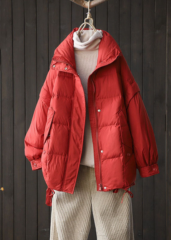Red Thick Duck Down Puffer Jacket Winter