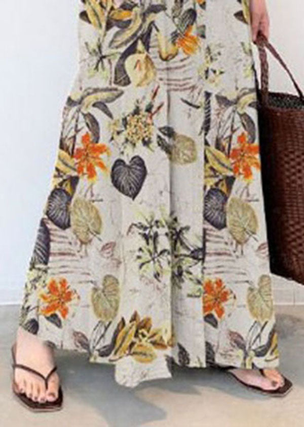 Retro Print Cotton Turn-down Collar Loose Shirt Dress With Pocket