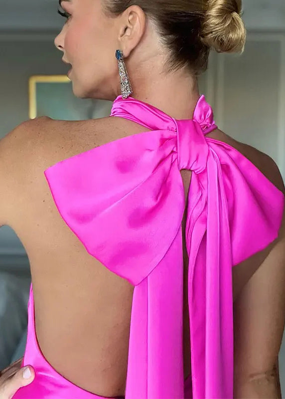 Rose Backless Halter Party Dress Summer