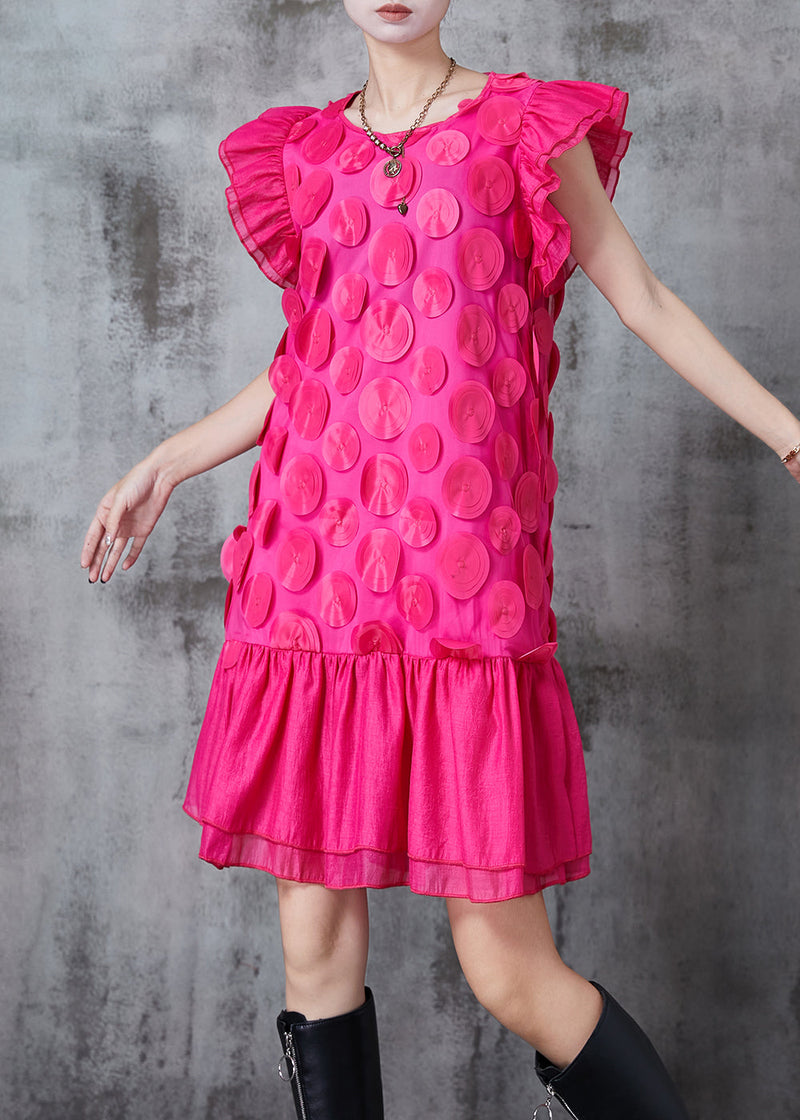 Rose Chiffon Party Dresses Butterfly Sleeve