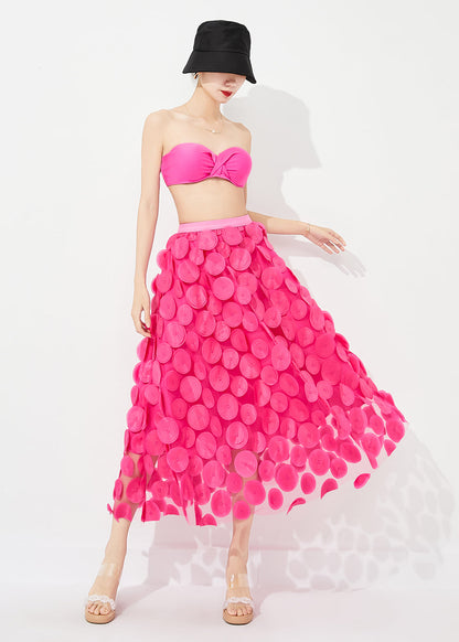 Rose Elastic Waist Exra Large Hem Tulle Skirt Summer