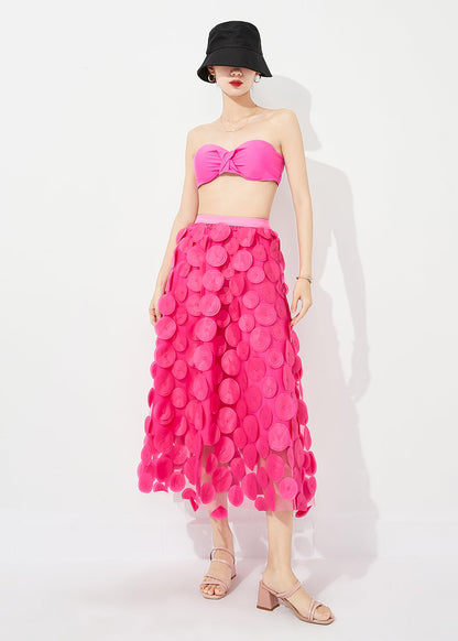 Rose Elastic Waist Exra Large Hem Tulle Skirt Summer