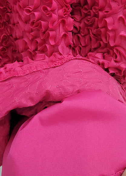 Rose Elastic Waist Ruffled Tulle a Line Skirt Spring