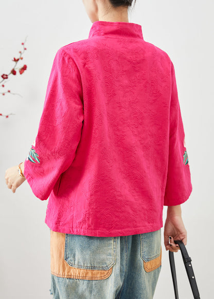 Rose Embroideried Jacquard Chinese Button Cotton Jackets Fall