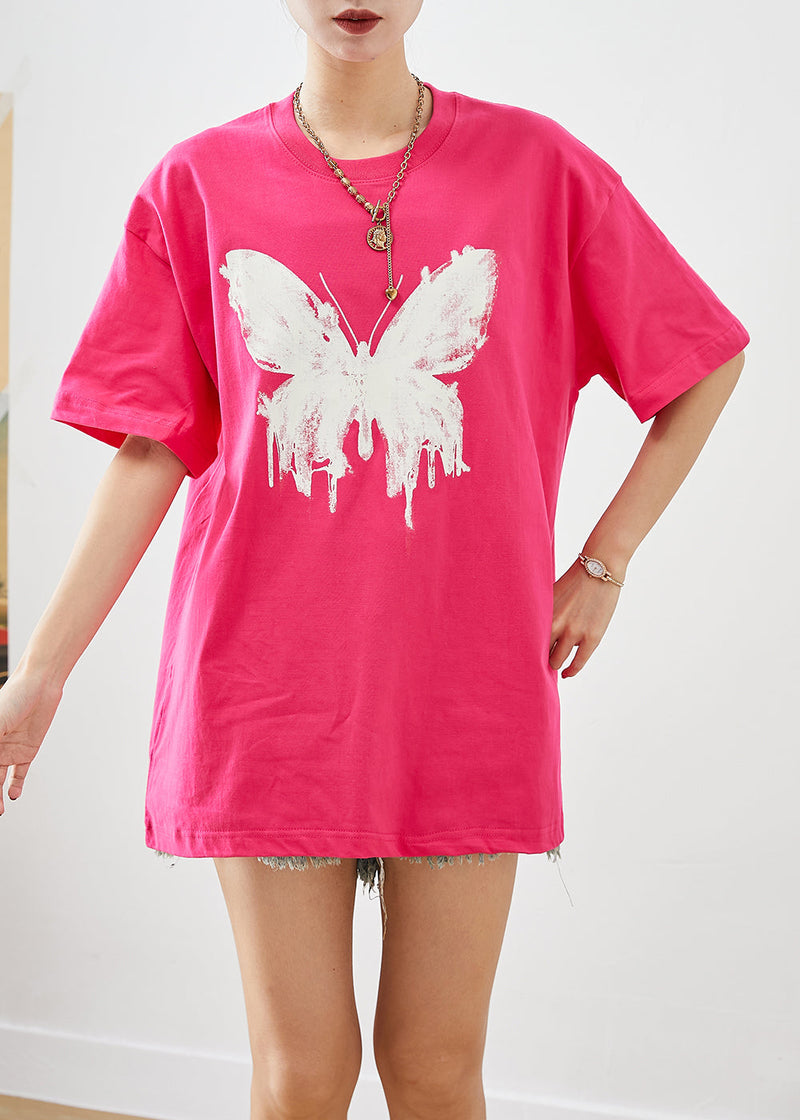 Rose Oversized Butterfly Cotton Tank Tops Summer