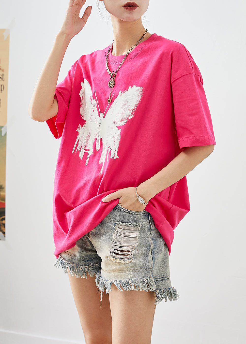 Rose Oversized Butterfly Cotton Tank Tops Summer