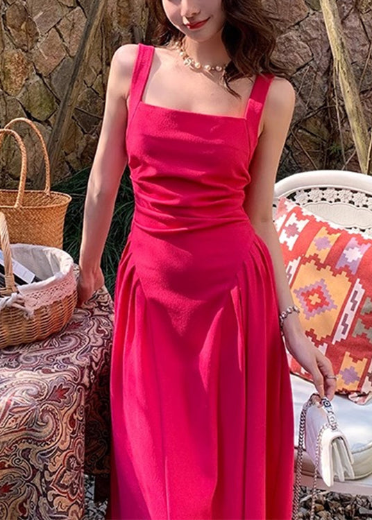Rose Square Collar Cotton Dress Sleeveless