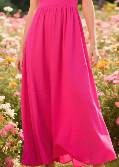 Rose U Neck Patchwork Cotton Long Dress Sleeveless