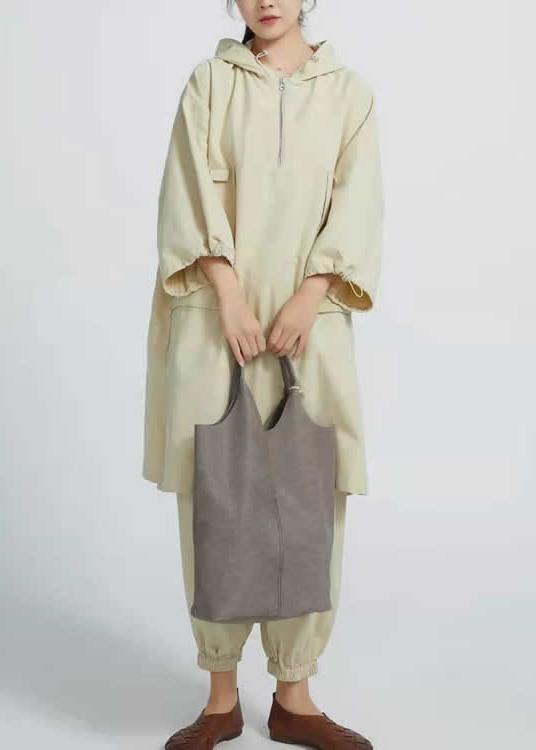 Side Open Cotton Loose Linen Tops Blouses Work Beige Shirts