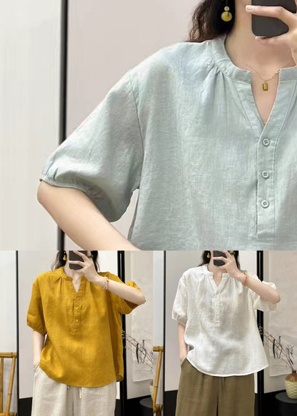 Sky Blue Button Loose Linen Shirt