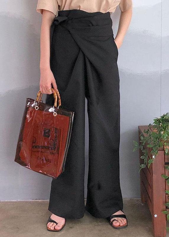 Color Asymmetrical Bandage Design Breathable Wide Leg Pants