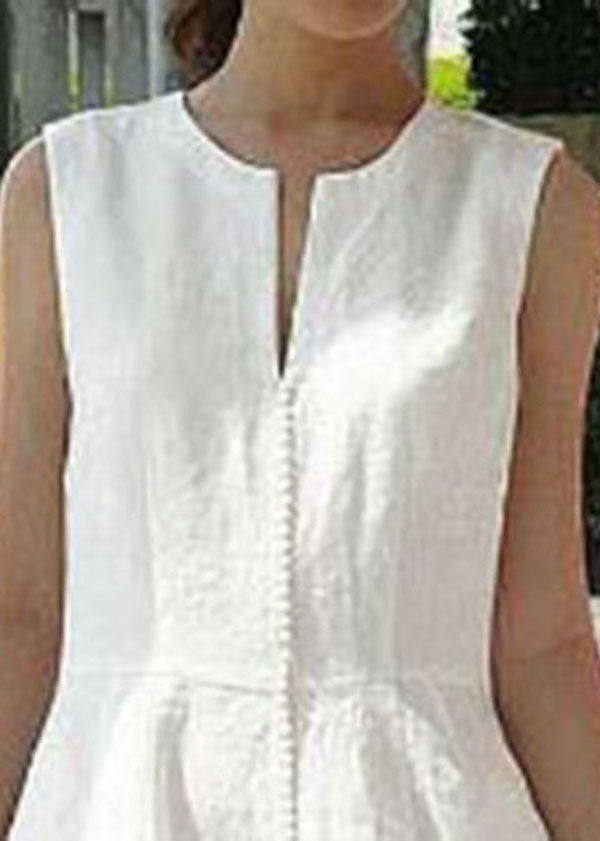 Color Sleeveless V-neck Back Zipper Pocket Dress