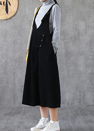 Spaghetti Strap Pockets Cotton Clothes Ideas Black Long Dresses