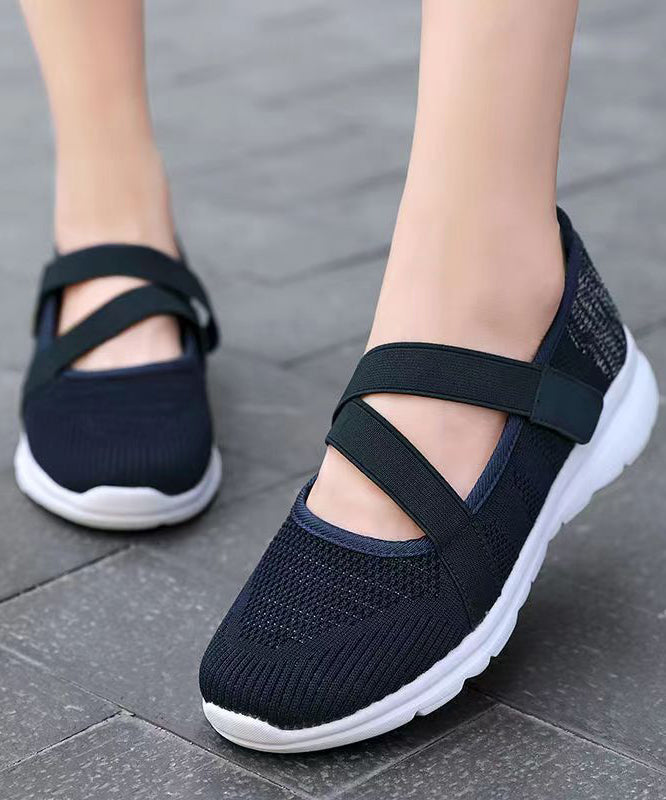Splicing Flat Shoes Red Comfy Breathable Mesh Soolinen Shoes-20251