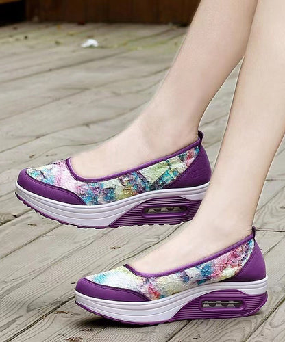 Splicing Platform Purple Breathable Mesh Soolinen Shoes-20251