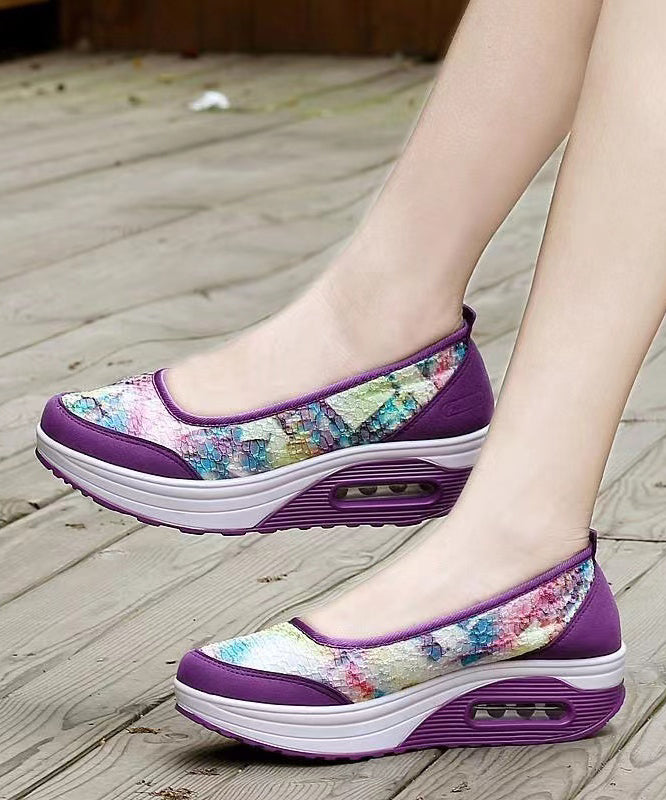 Splicing Platform Purple Breathable Mesh Soolinen Shoes-20251