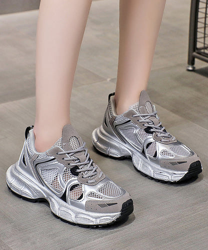 Splicing Platform Sport Shoes Pink Breathable Mesh