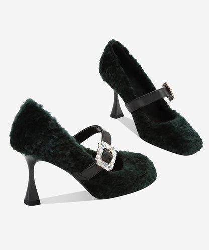 Splicing Stiletto High Heels Pink Faux Fur