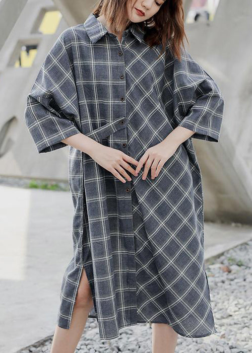 Spring Plaid Cardigan Shirt Dress