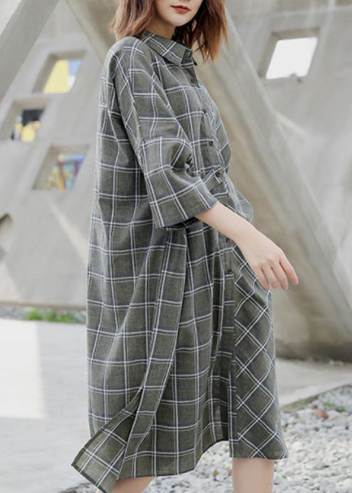 Spring Plaid Cardigan Shirt Dress