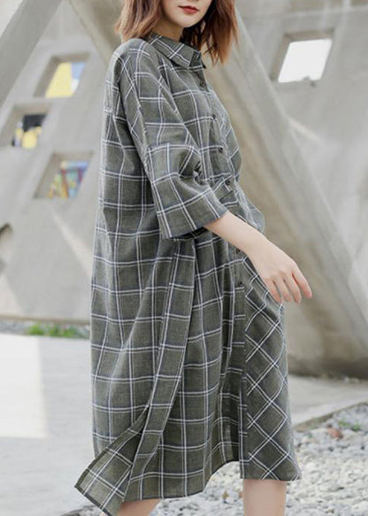 Spring Plaid Cardigan Shirt Dress