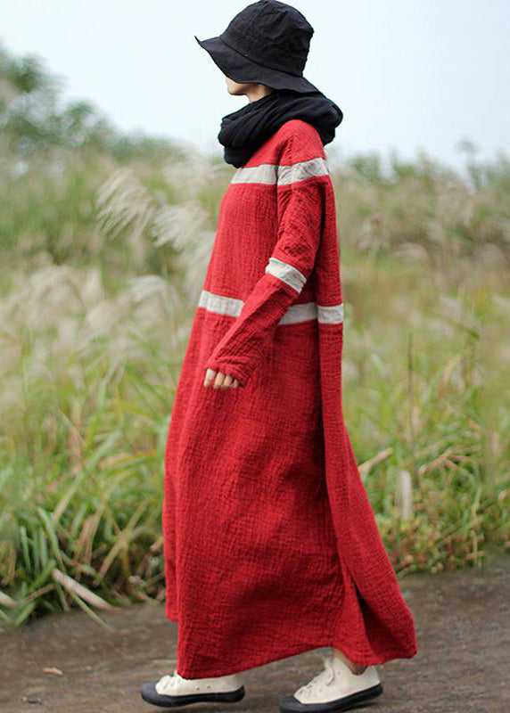Spring Contrasting Color Jacquard Stripe Maxi Dress