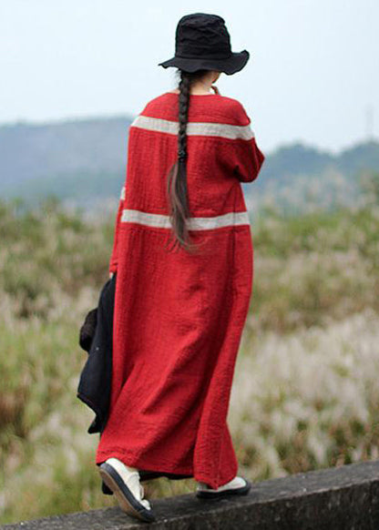 Spring Contrasting Color Jacquard Stripe Maxi Dress
